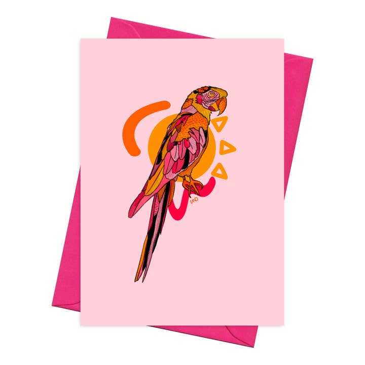 Cartão de saudação Tropical Bird, Cartão A6 em branco por atacado de Freya Niamh