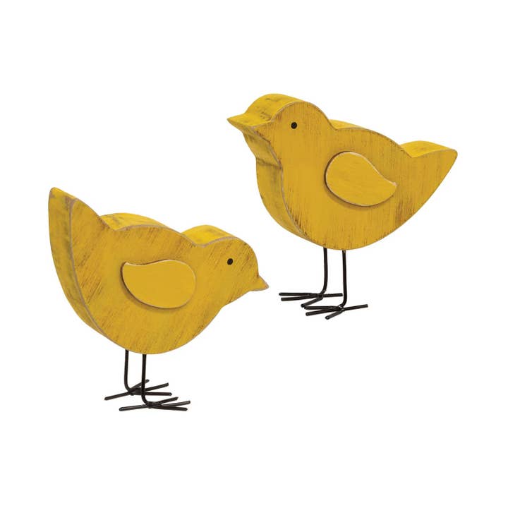 CWI Gifts - Vendita all'ingrosso Decorazioni da tavolo - Chunky Chick Sitter in legno invecchiato, 2 pezzi