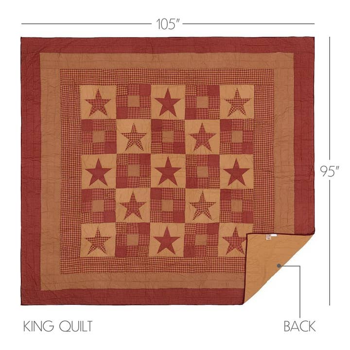 VHC Brands - Wholesale Quilt - Ninepatch Star King Quilt 105Wx95L
