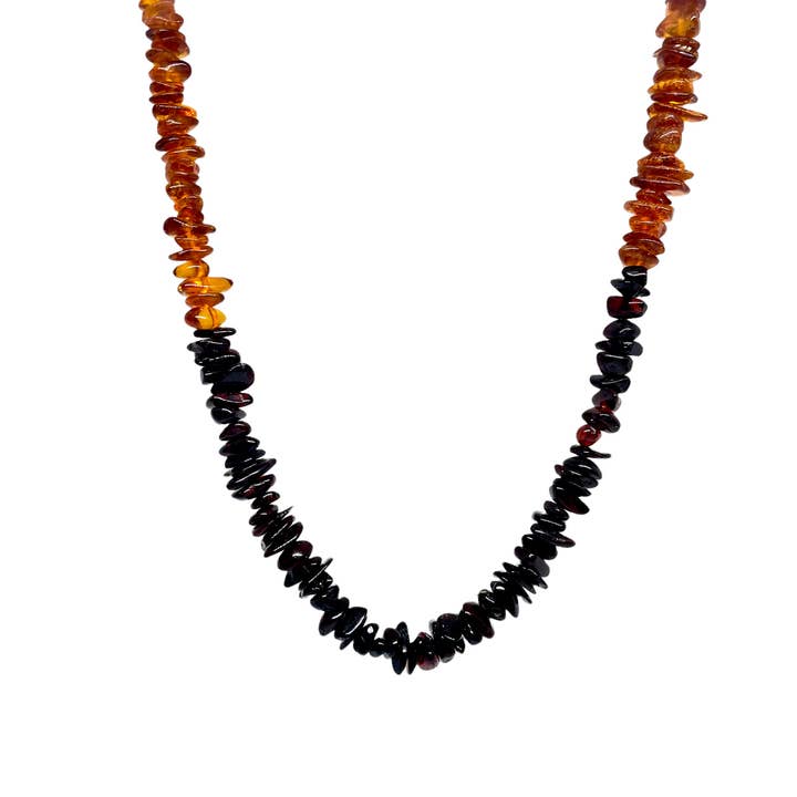 Amberman - Wholesale Beaded/Pearl Necklace - 18'' Multi-Color Amber Chip "Rainbow" Necklace