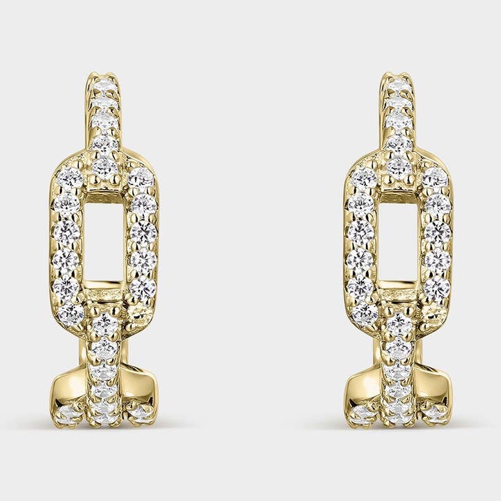 Brincos retangulares de elos em prata banhada a ouro amarelo por atacado de Itemporality