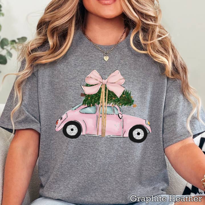 Shoppe SHC - Wholesale T-shirt (graphic) – women's - Pink Christmas Car Christmas 2025 Graphic Tee | Gildan29