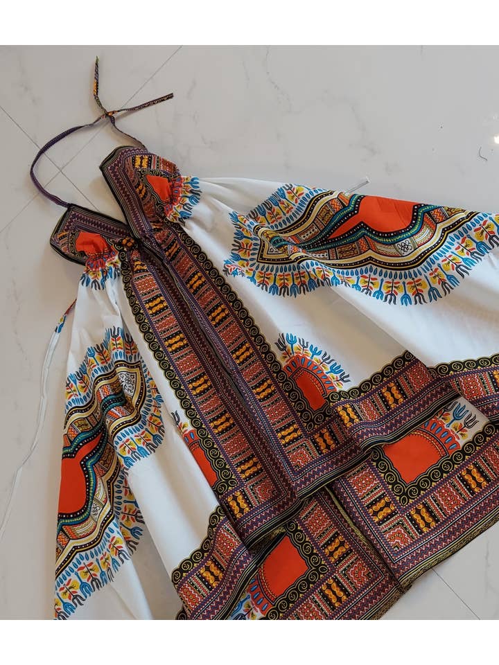 India Batik - Wholesale Dress - Women's - Dashiki Halter Dress/ Handkerchief Hem- k5833