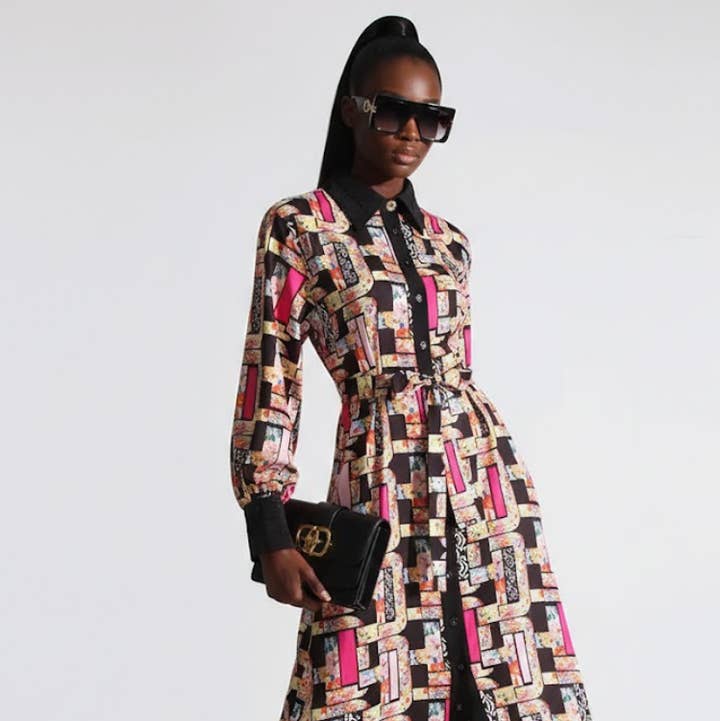 Aspicture Maxi Dress New Collection BYMANYC ® New York • Abstract Neon Garden for wholesale on Faire0