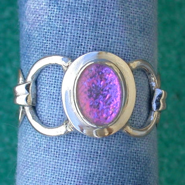 Roze/groene ring van dichroïsch glas van sterling zilver voor wholesale door Tidepool