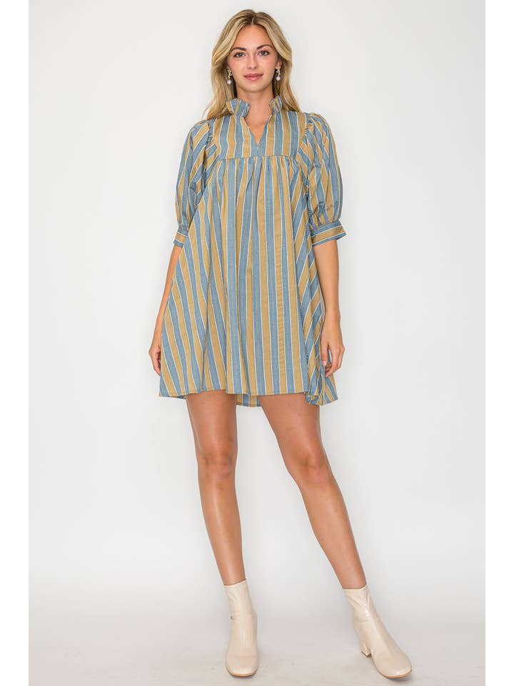 Hazel Fall Stripe Short Sleeve Dress for wholesale on Faire3