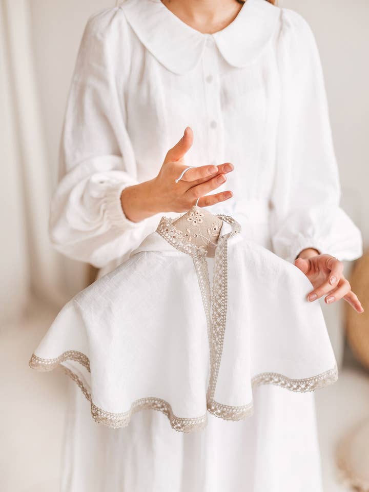 Christening Cape, Baptism Cape, Baptism Cloak, Christening Mantle, Coat for Baptism, Linen Christening Cape, Christening Cloth, Baptism Coat for wholesale by Matrinna