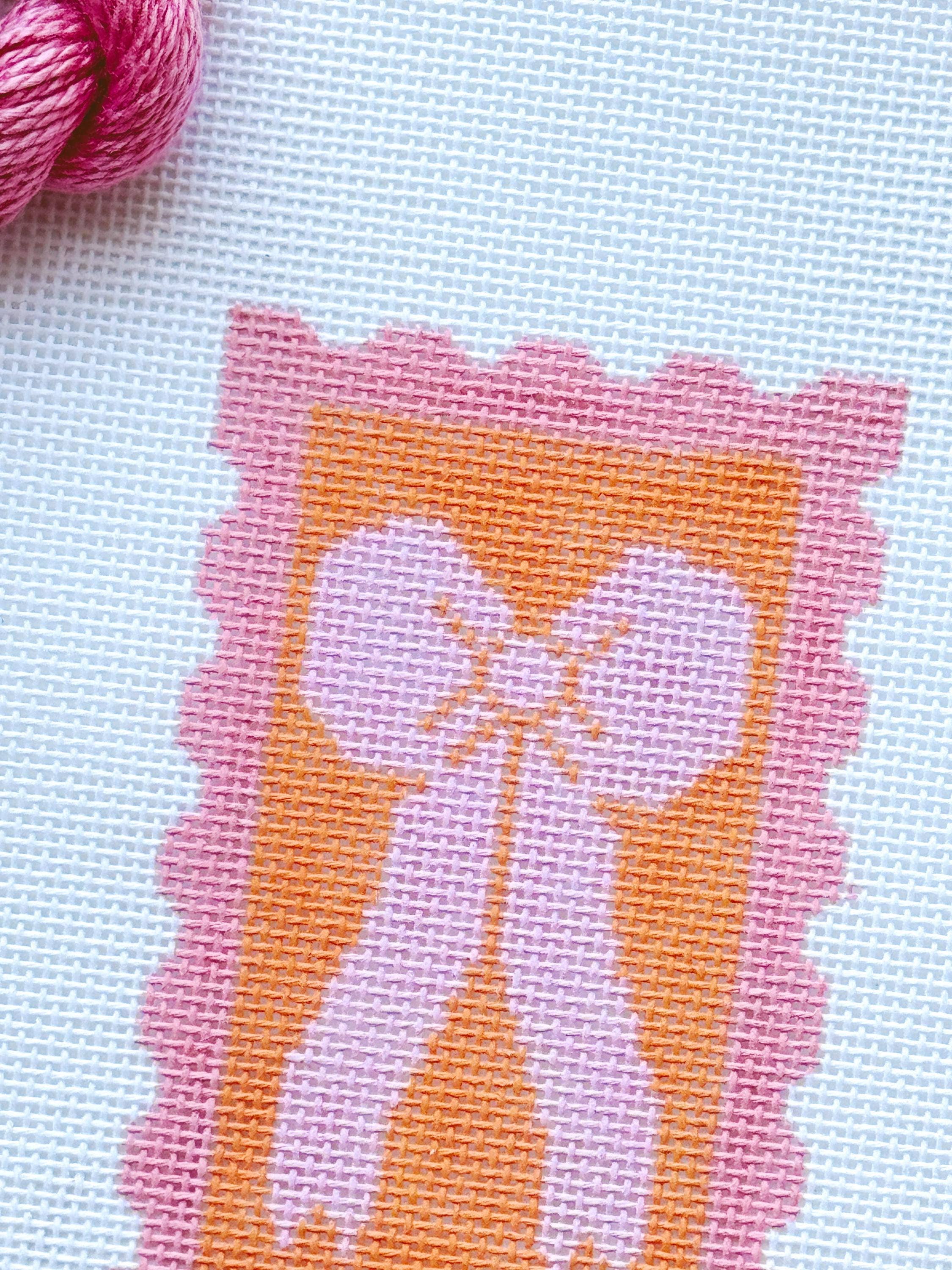 Cotswold Co Designs - Wholesale Embroidery/Cross Stitch Supplies - Pink Bow Needlepoint Canvas, 18 Mesh 2”x4” Design, Coquette Stamp Needlepoint Canvas, Bow Stamp Needlepoint Canvas9