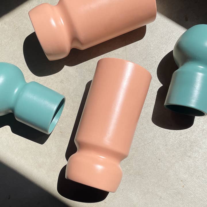 Ceramic Geometric Curved Vase for wholesale by Little Korboose