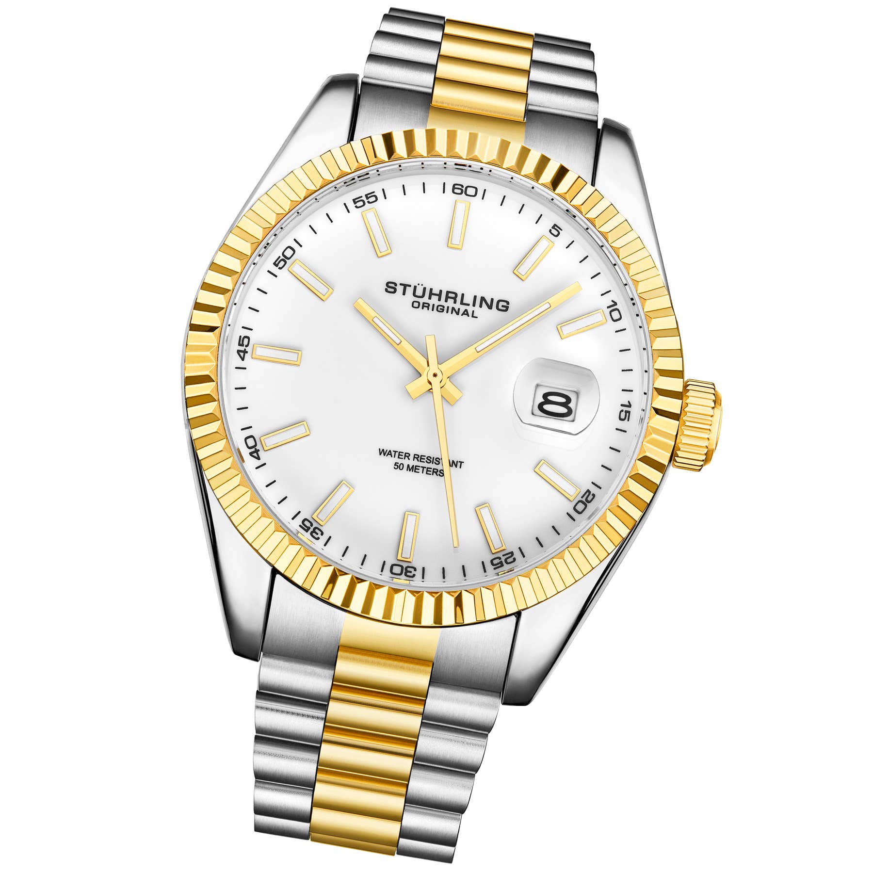 Stuhrling – wholesale Wrist watch – Men's – Lineage Classic 42mm Quartz Watch - Gold Toned Bezel1