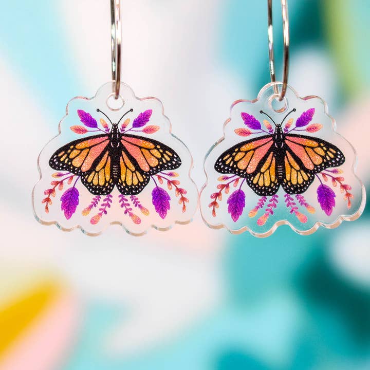 Monarch-Schmetterling-Ohrringe für den Großhandel von Paper Pattern Silk