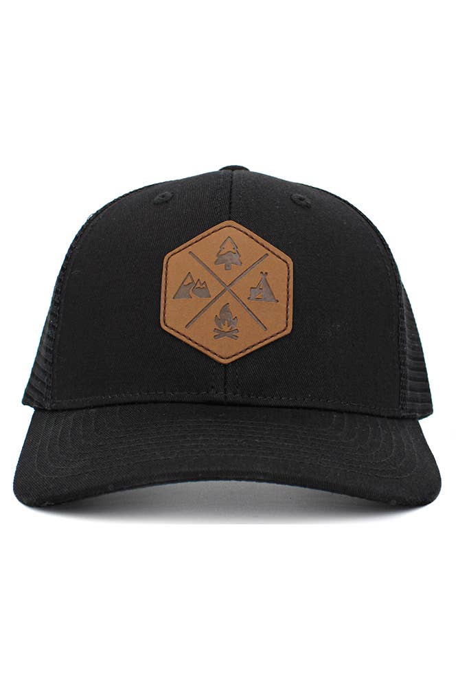 Hana - Wholesale Trucker Hat - Unisex - Outdoor PU patch mesh baseball cap9