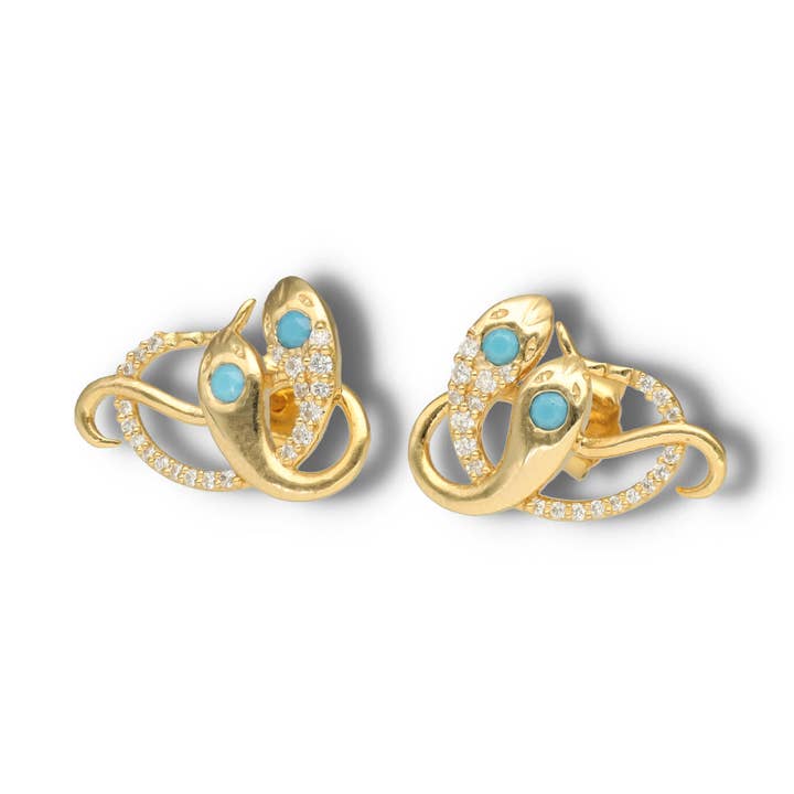 Grande diamante e turquesa serpente brincos, animal Stud por atacado de Pretty Different