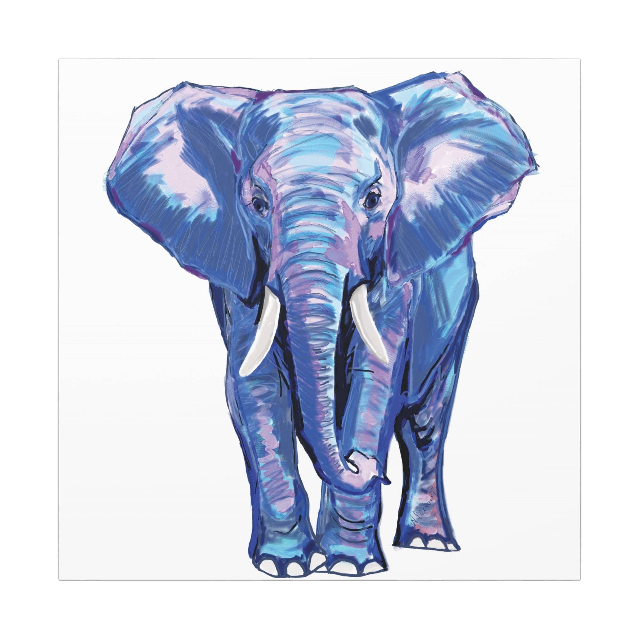 Blue Cava - Wholesale Art Print - Blue and Pink Elephant Canvas Art - Colorful Elephant Wall Décor9