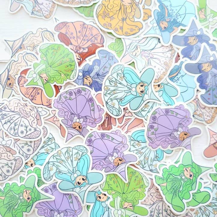 Birthstone Witch Vinyl Stickers - 2 in. stickers for wholesale by Jellyjessbeans Art