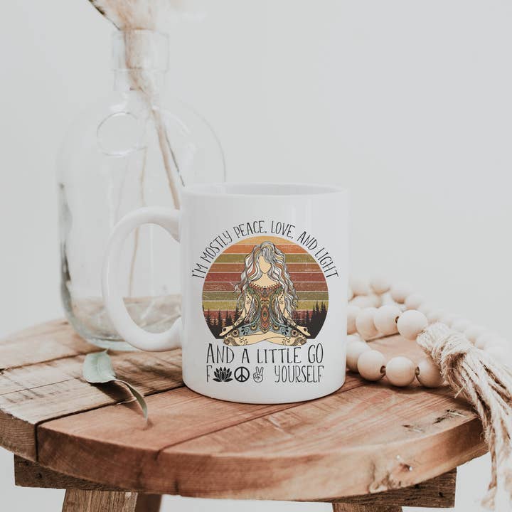 Peachy Market Co - Wholesale Coffee Mug - Peace,Love and a Little Go F Yourself Mug1