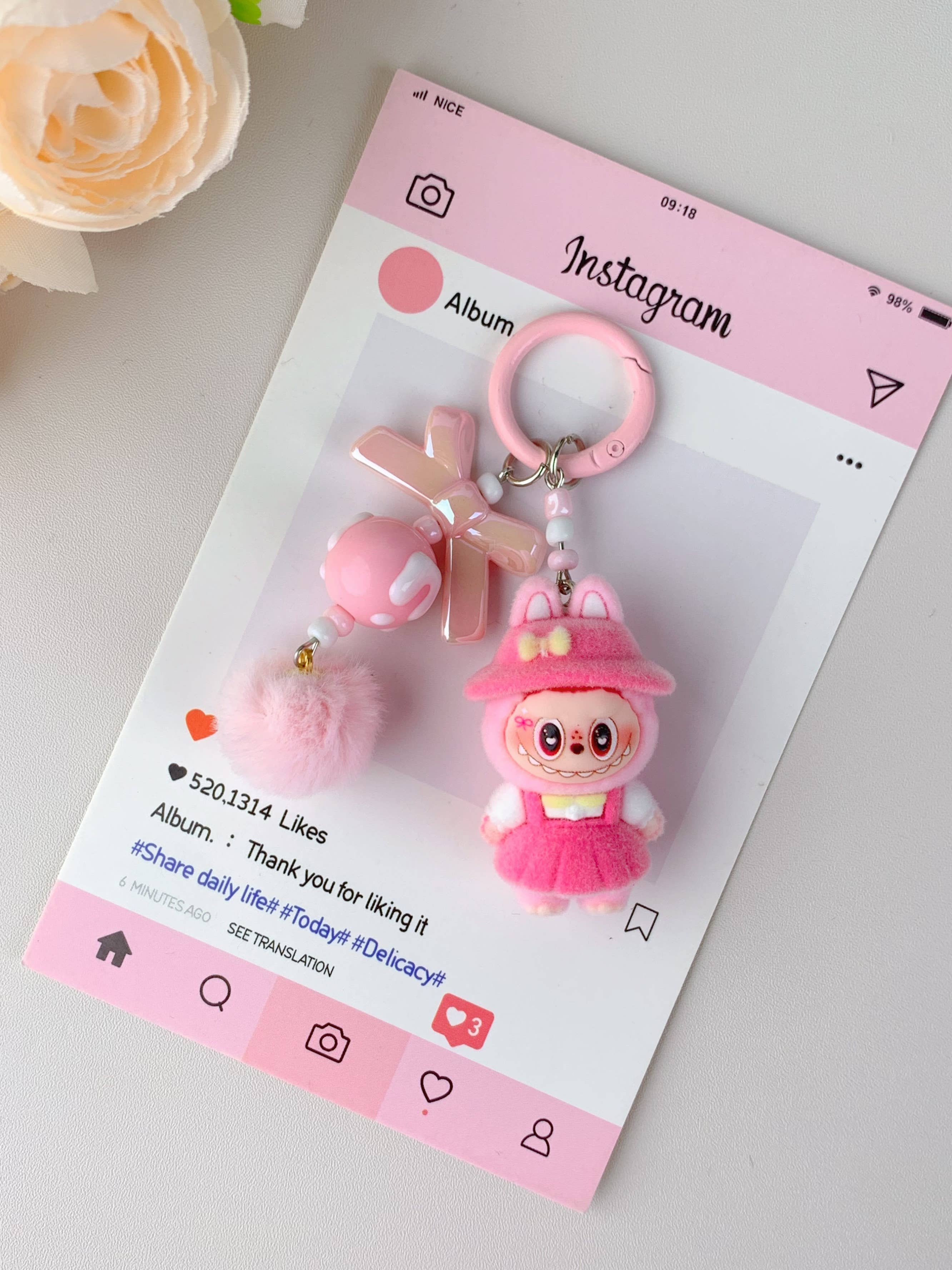 Lilyrosy（Duty free) - Wholesale Keychain - Women's - Labubu style Cute Keychain for Girls,Car Key Accessory4