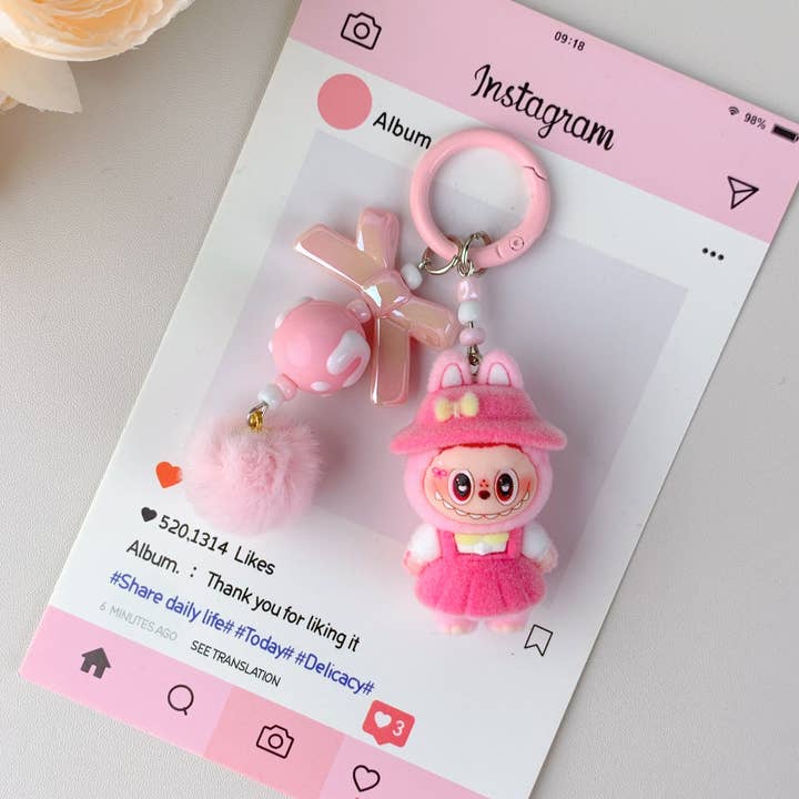 Lilyrosy(Duty free) - Wholesale Keychain - Women's - Labubu style Cute Keychain for Girls,Car Key Accessory4