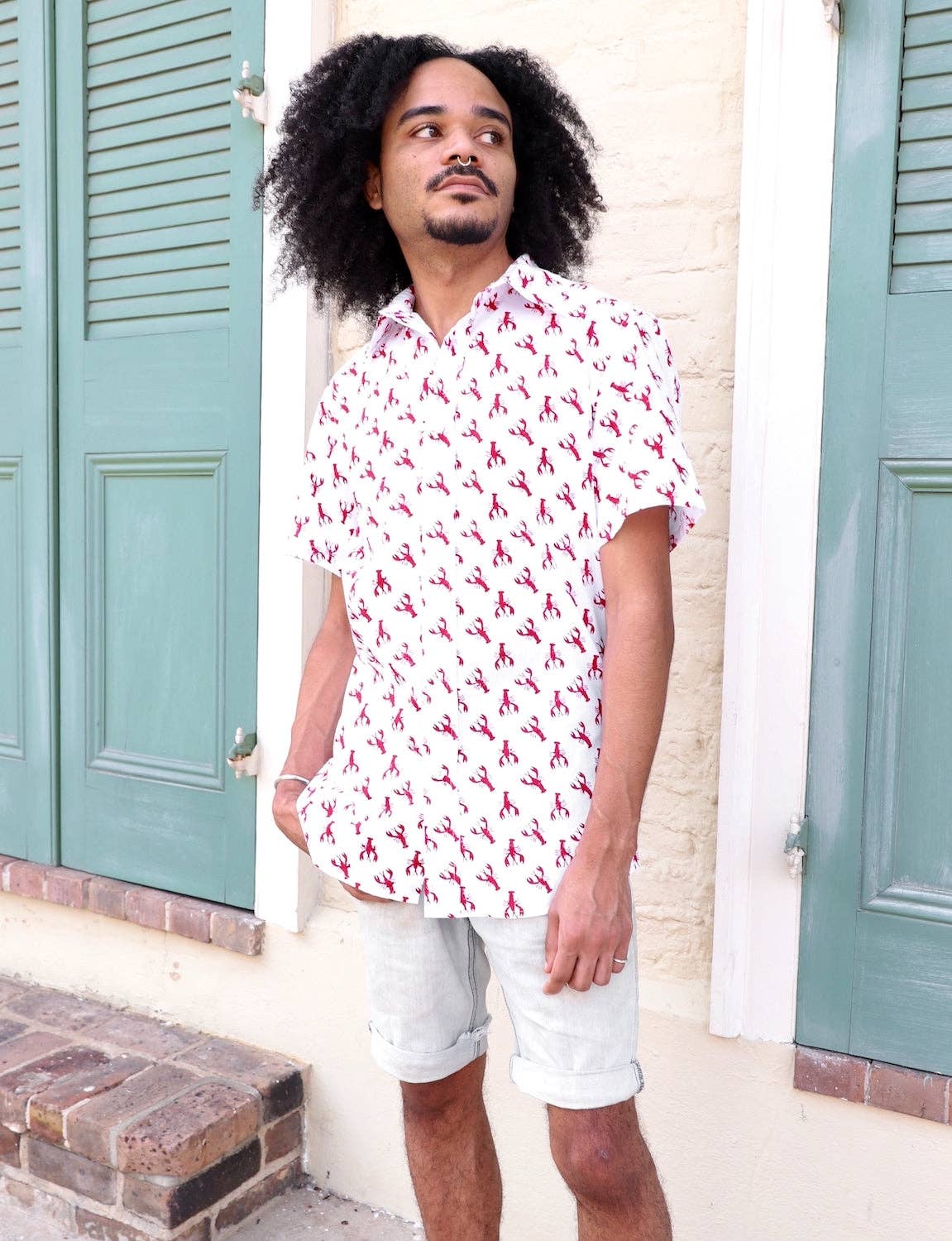 Passion Lilie - Wholesale Button Down Shirt - Men's - Crawfish Organic Cotton Men's Button Down Shirt2