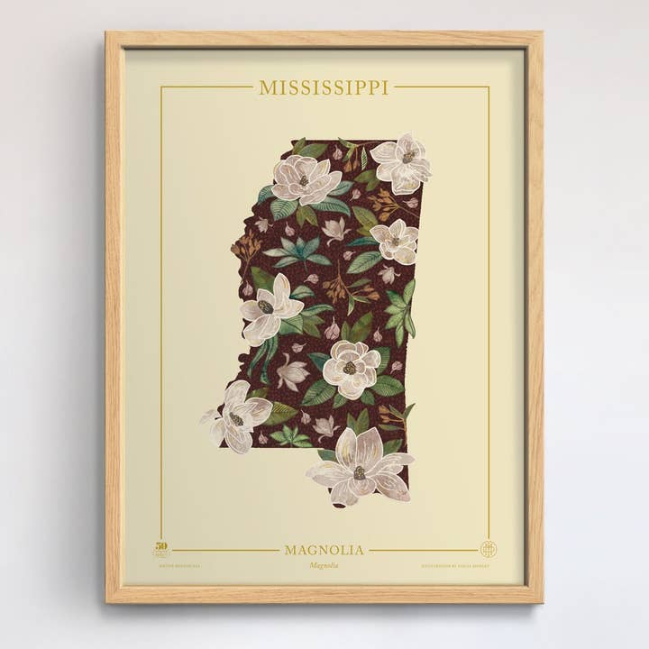 Mississippi Native Botanicals Print for wholesale by 50 States of Beauty