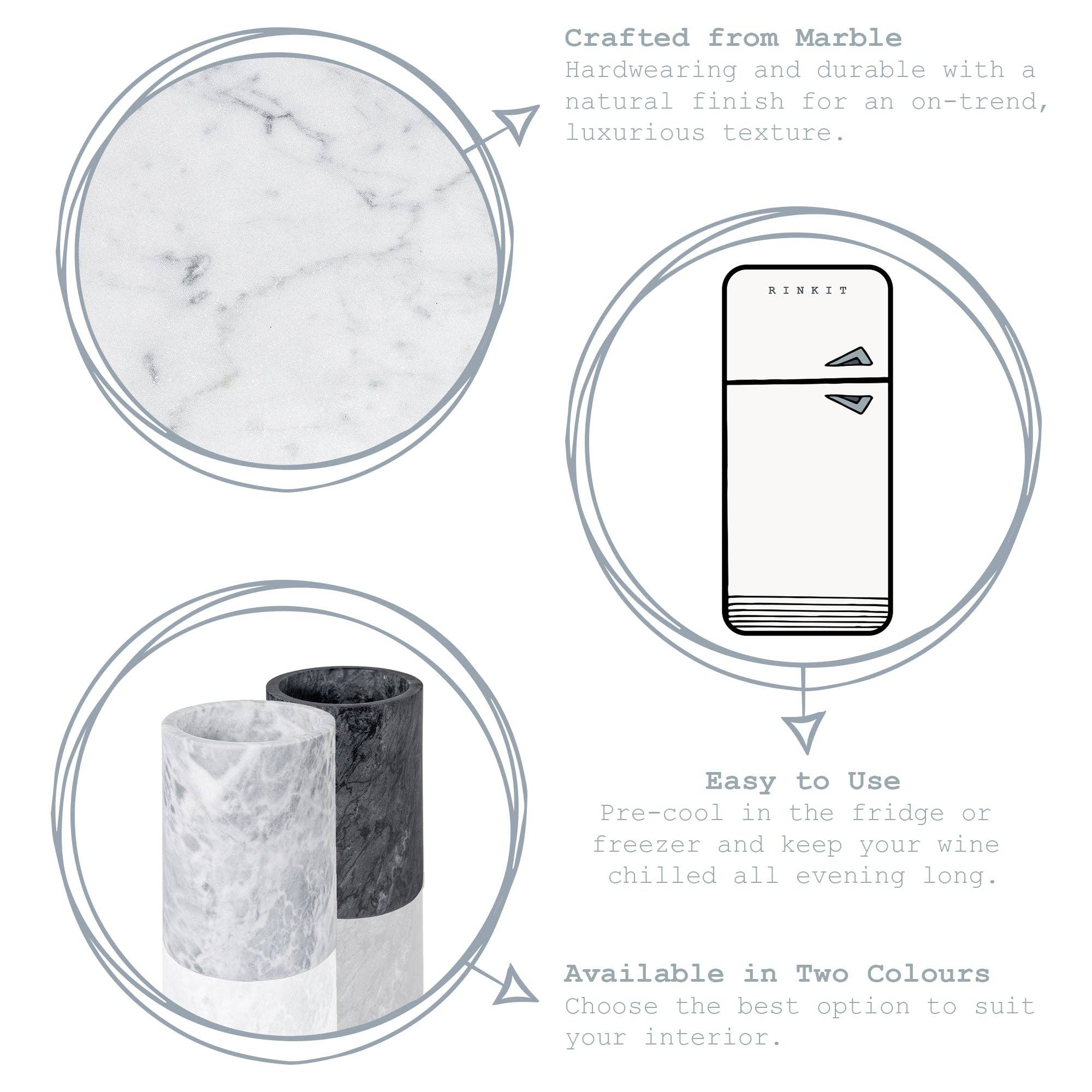 Rinkit Ltd - Wholesale Wine Bucket - Argon Tableware Marble Wine Cooler4