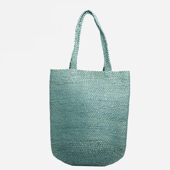 Shyla Soft Jute Tote Bag - Teal for wholesale on Faire