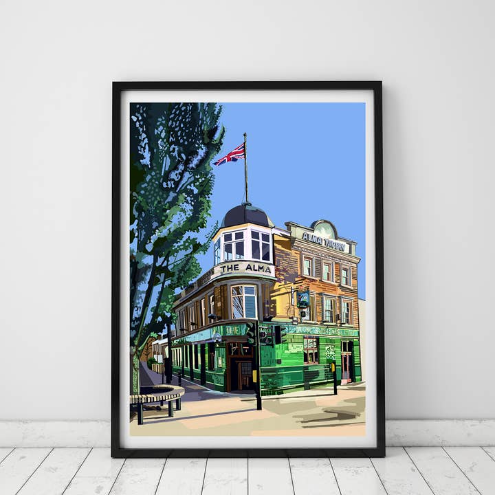 The Alma, Wandsworth, South London Illustration Print for wholesale by Tomartacus