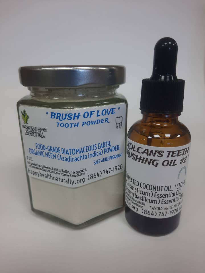 " BRUSH OF LOVE " TOOTH POWDER /KOLCAN'S TEETH BRUSHING OIL #2 **BEST SELLER ! for wholesale by Natural Health And Skin