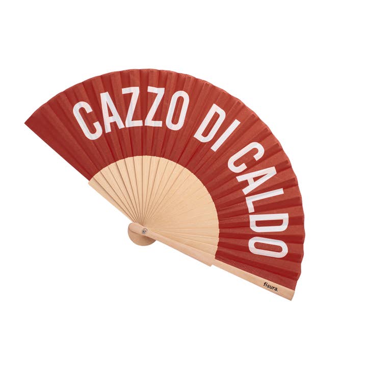 Fisura - Venta al por mayor Abanicos plegables de fiesta/papel - Abanico "cazzo di caldo" rojo