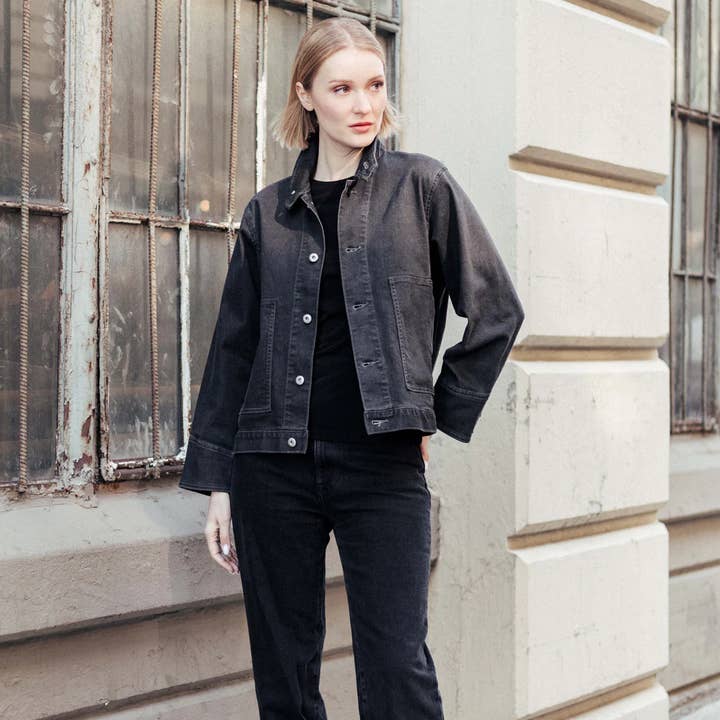 JK244DE - Denim Stretch - Button Closure Pocket Jacket for wholesale on Faire