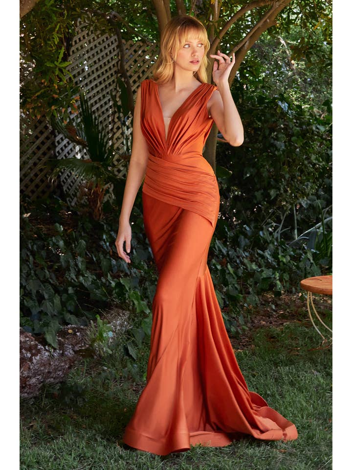 Ladivine by Cinderella Divine – wholesale Gown – Women's – Mermaid Fit Stretch Satin Evening Gown5