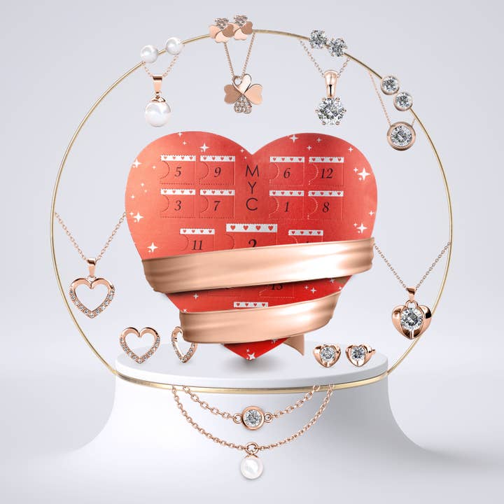 Valentine's Day Heart Box - 14 Jewelry Pieces - Rose Gold for wholesale by CARALI / MYC Paris