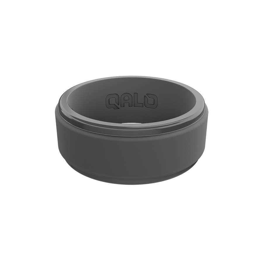 QALO - Wholesale Band/Stacked Ring - Step Edge Polished Black