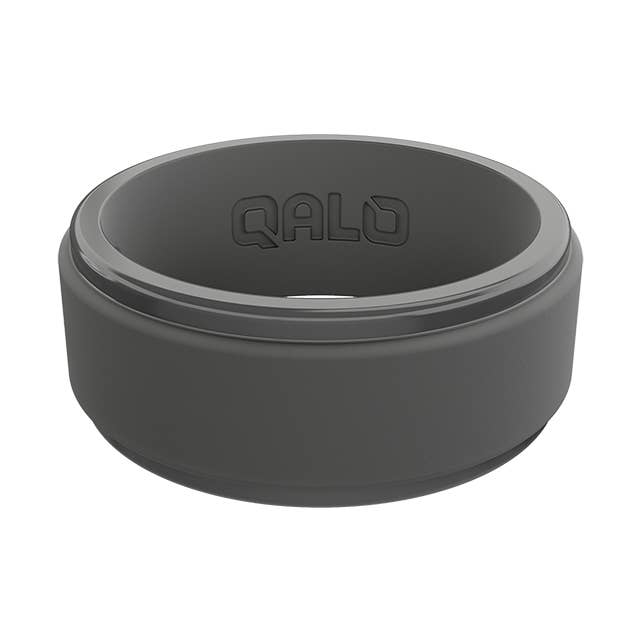 QALO - Wholesale Band/Stacked Ring - Step Edge Polished Black0