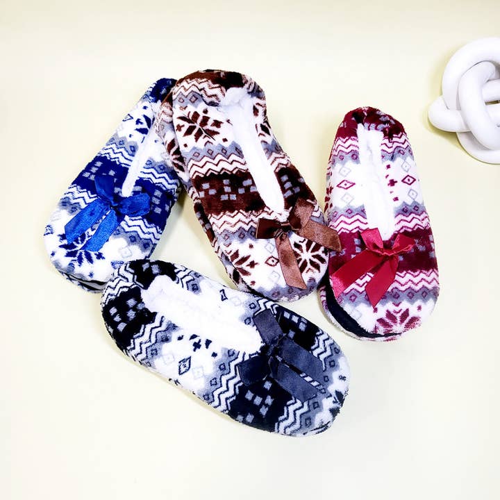 Assorted Color Snowflake Fuzzy Indoor Slipper Shoes for wholesale on Faire