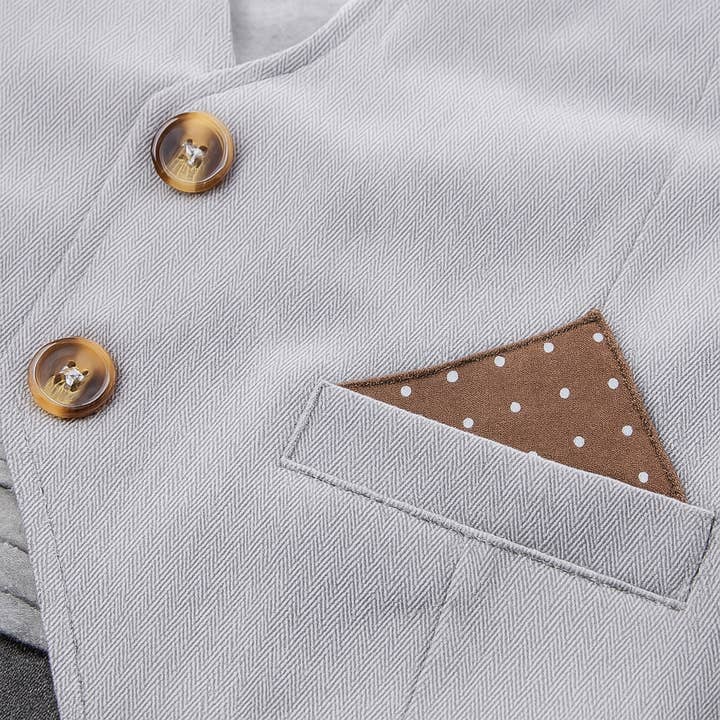 Fennco Styles - Wholesale Clothing Set - Baby - Grey & White 4pcs Tuxedo Boy Outfit4