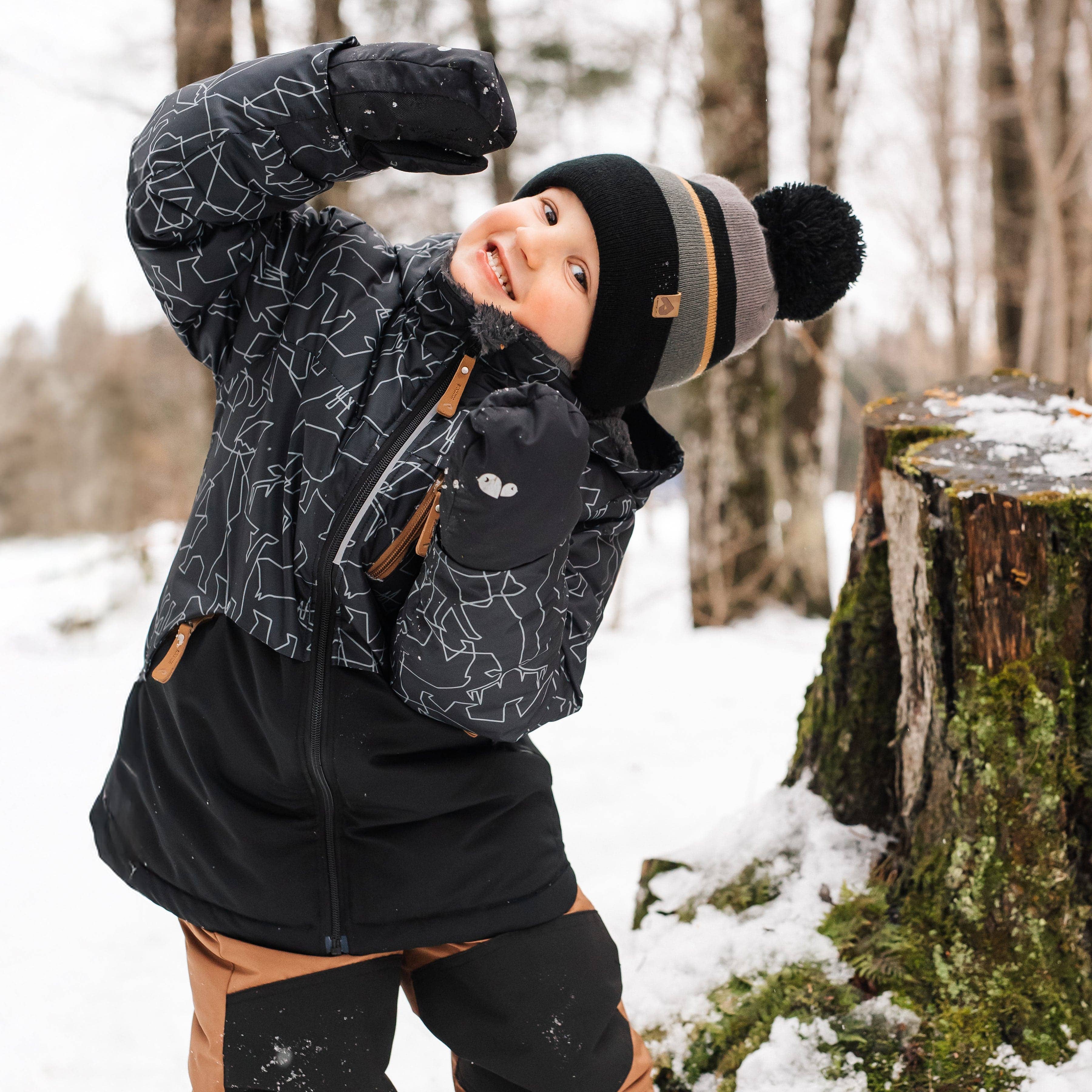Perlimpinpin - Wholesale Snow Suit - Kids - Two piece kid snowsuit - Animals, black & cumin4