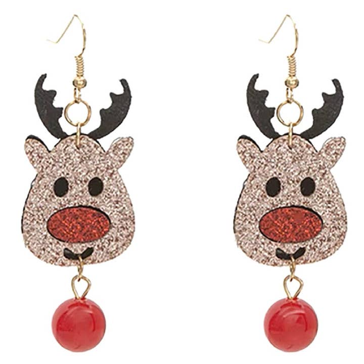 2 Sets Reindeer Christmas Earrings for wholesale by Guerrilla Charm