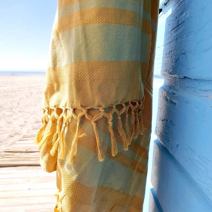 Karawan Authentic – Toalha de praia por atacado – TOALHA HAMMAM ALGOTÃO BIO GOTS - JARDIM - cor Girassol3