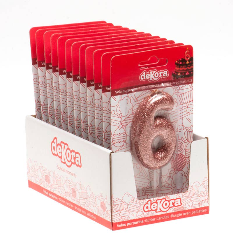 Birthday candle for cakes with pink glitter for wholesale on Faire17