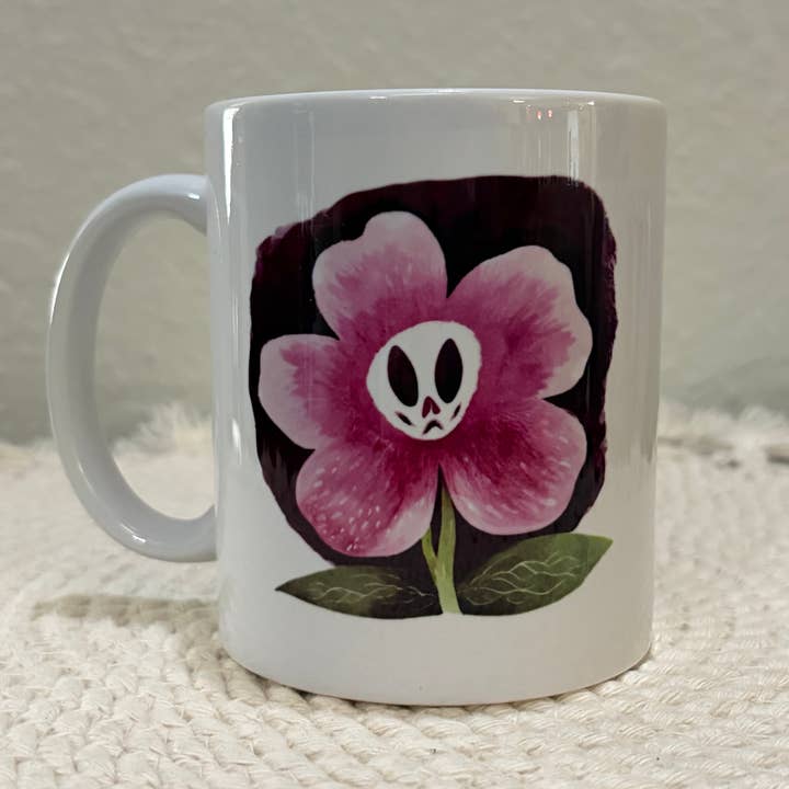 Fantasy Forest Purple Flower 110z Ceramic Mug for wholesale by Cryptic Paper Co.