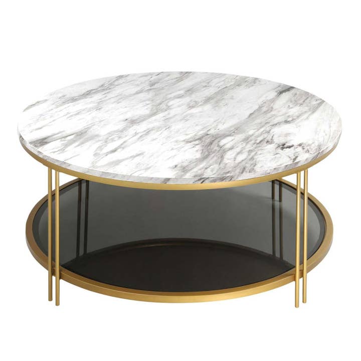 Zoveran Round Coffee Table with Marble Finish Top for wholesale by Belles Lighting
