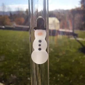 Snowman Glass Straw- Lifetime Guaranteed w/Cleaning Brush for wholesale by DrinkingStraws.Glass LLC