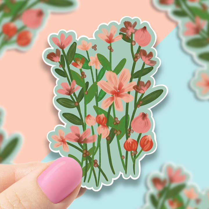Soft Florals Vinyl Sticker for wholesale by Sweet Humors