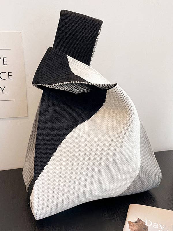 Plush Looks - Wholesale Draagtas - Dames - Geweven tassen en handtassen in contrasterende kleur1