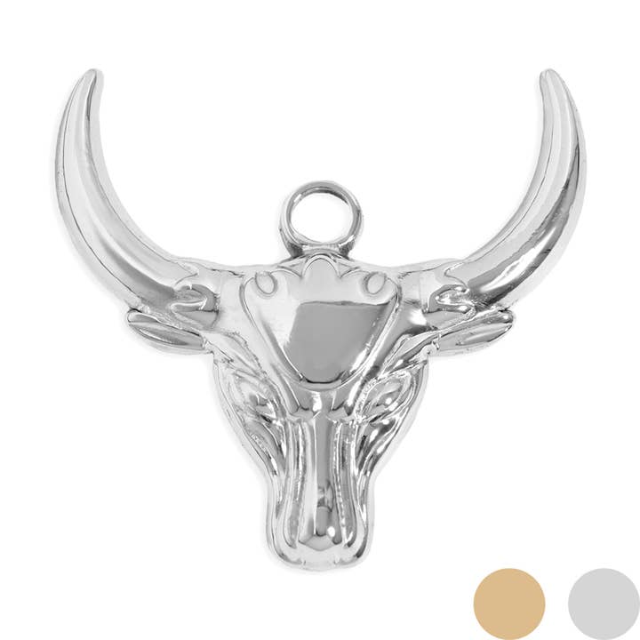 WJW - Wholesale Individual Charm/Pendant - 18K Gold PVD Stainless Steel Bull Charm