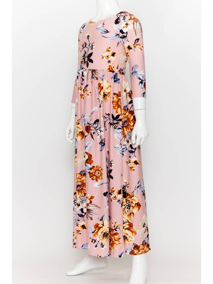 Allium - Wholesale Dress - Kids - Girls Fit and Flare Floral Maxi Dress1