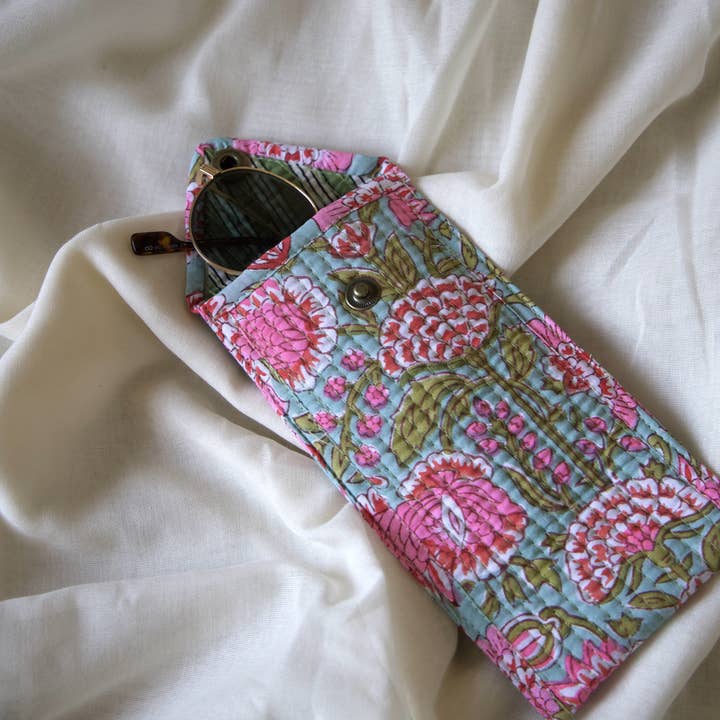 Quilted cotton glasses case for wholesale by Indie Corner