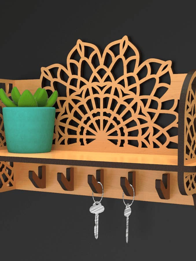 Porta-chaves de madeira feito à mão, decoração de parede por atacado de Laser by D.A.M.