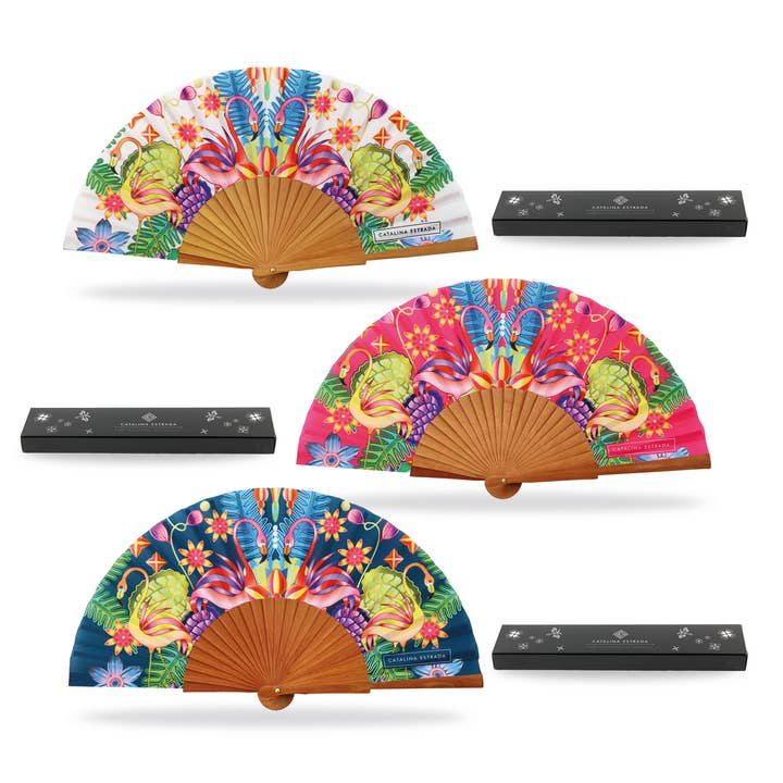 Catalina Estrada Fan, Elegance Flamingo. Ref-A3008 for wholesale by Cuatrogotas